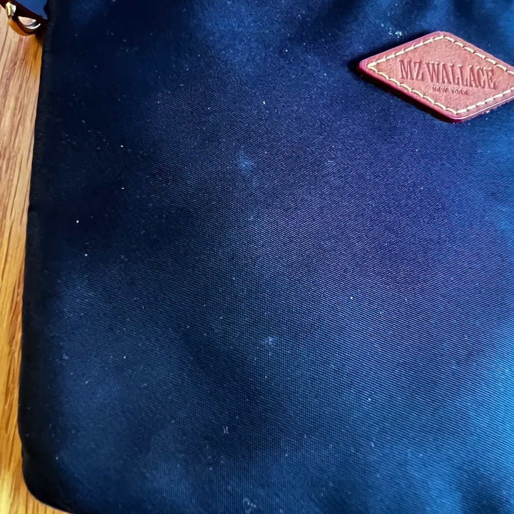 MZ Wallace Metro Nylon Zip Pouch Navy Pink Logo Cosmetic Makeup‎ Bag Travel Case - Picture 10 of 16